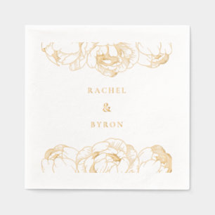 Servilletas Con Brillo Peonies boda Gold