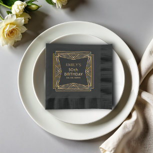 Servilletas Con Brillo Personalización del cumpleaños del Art Deco geomét