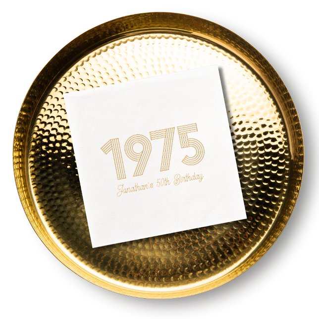 Servilletas Con Brillo Personalizado 1975 50º Relieve metalizado de cumpl (Custom 1975 50th Birthday Foil Stamped Napkins)
