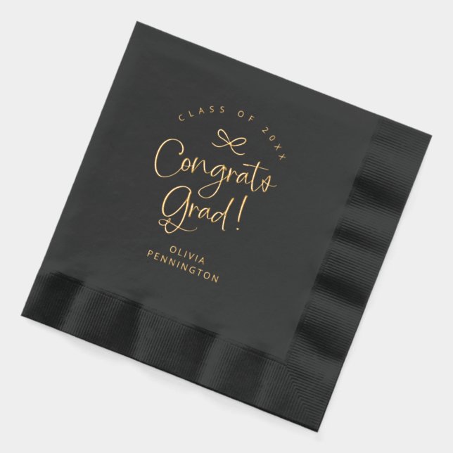 Servilletas Con Brillo Personalizado Cute Girly Bow Felicitaciones Grad G (Izquierda)