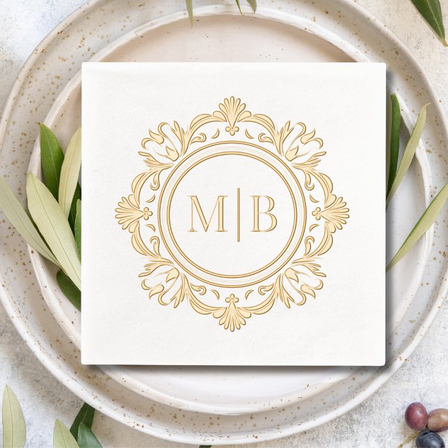 Servilletas Con Brillo Personalizado de Ornate Floral Monograma Boda (Subido por el creador)
