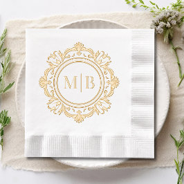 Servilletas Con Brillo Personalizado de Ornate Floral Monograma Boda