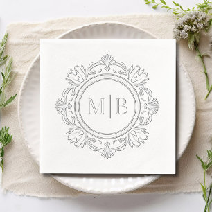 Servilletas Con Brillo Personalizado de Ornate Floral Monograma Boda