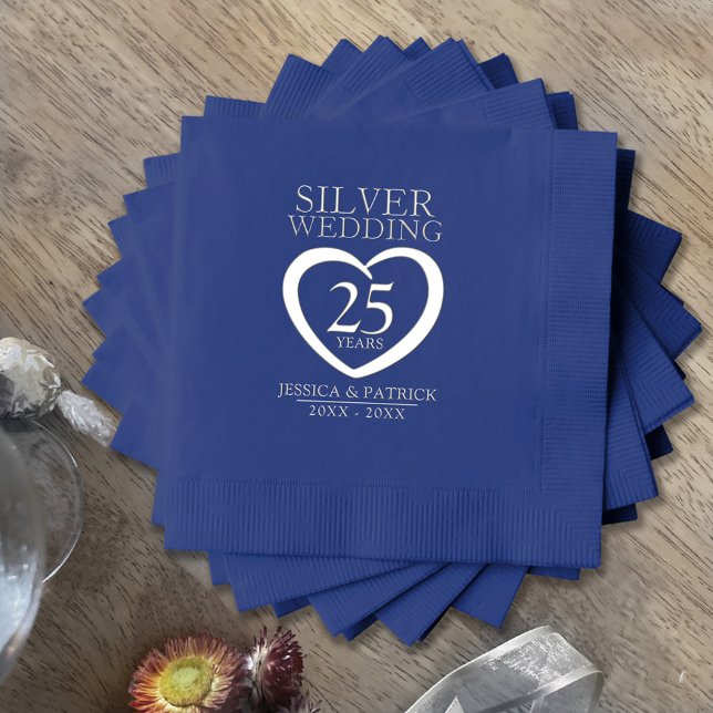 Servilletas Con Brillo Personalizado de Silver boda 25 años (Subido por el creador)