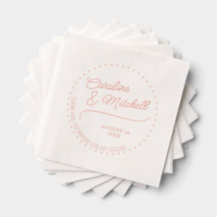 Servilletas Con Brillo Personalizado Elegante Clásico Pareja Nombres Rosa