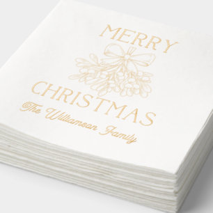 Servilletas Con Brillo Personalizado Feliz Navidad Coquette Mistletoe Nap