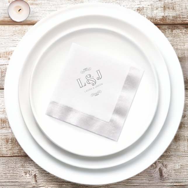 Servilletas Con Brillo Personalizado Iniciales Relieve metalizado estampa (inisitu)