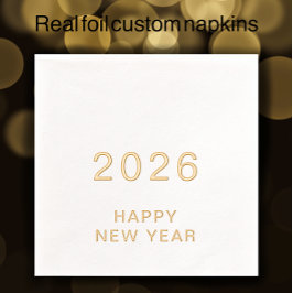 Servilletas Con Brillo Personalizado moderno texto Feliz Año Nuevo 2026 o