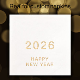 Servilletas Con Brillo Personalizado moderno texto Feliz Año Nuevo 2026 o