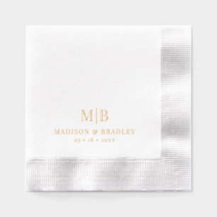 Servilletas Con Brillo Personalizado simple y moderno de Boda de monogram