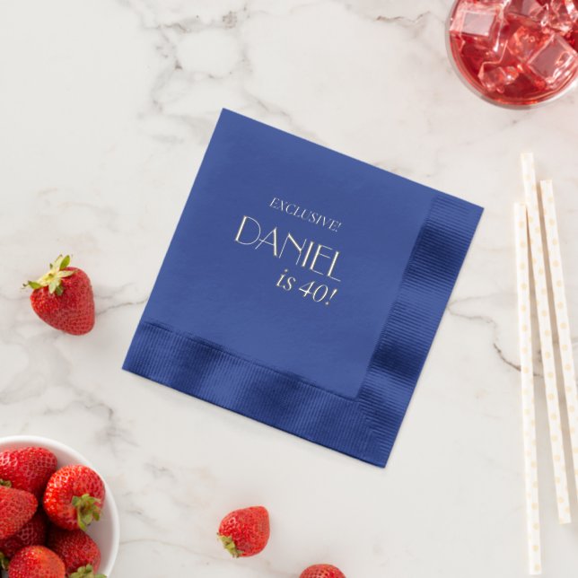 Servilletas Con Brillo Personalized Birthday Modern Foil Stamped Napkins (In Situ (Fresa))