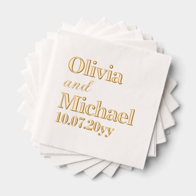 Servilletas Con Brillo Personalized Bride and Groom Wedding Reception (Insitu (apilados))