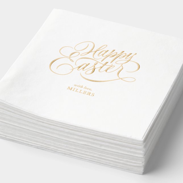 Servilletas Con Brillo Personalized Happy Easter Elegant Typography (Detalle)