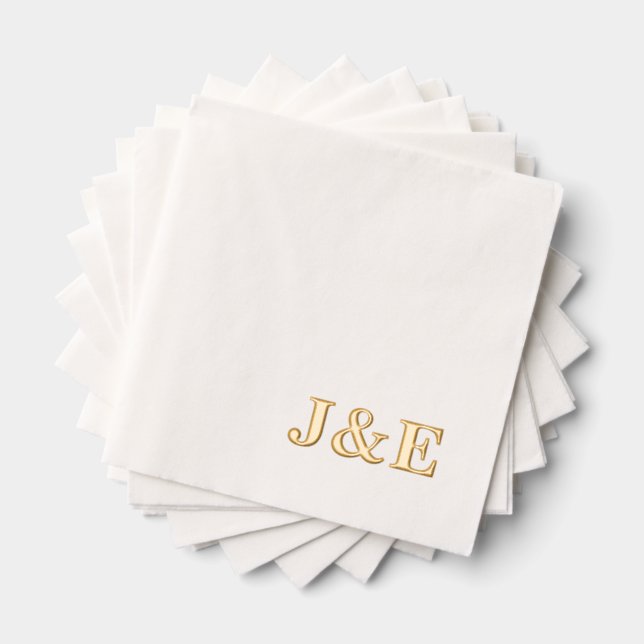 Servilletas Con Brillo Personalized Initials Monogram Wedding Reception (Insitu (apilados))