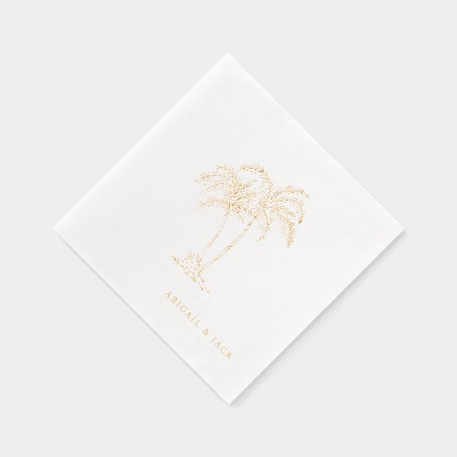 Servilletas Con Brillo Personalized Names Tropical Palm Trees Foil (Derecha)