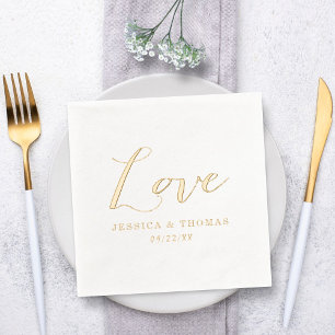 Servilletas Con Brillo Plantilla de amor de boda personalizada de moda