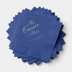 Servilletas Con Brillo Quinceanera Mis Quince Anos Blue Custom Name