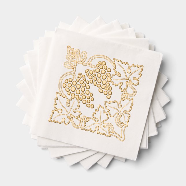 Servilletas Con Brillo Rama rústica de uvas con hojas (Insitu (apilados))