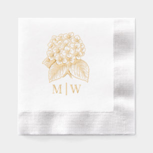 Servilletas Con Brillo Ramo de Hortensias Elegantes con Iniciales de Pare