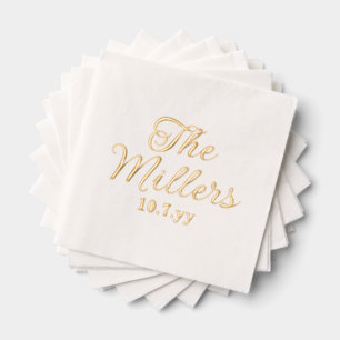 Servilletas Con Brillo Recepción de Boda Personalizada con Apellido