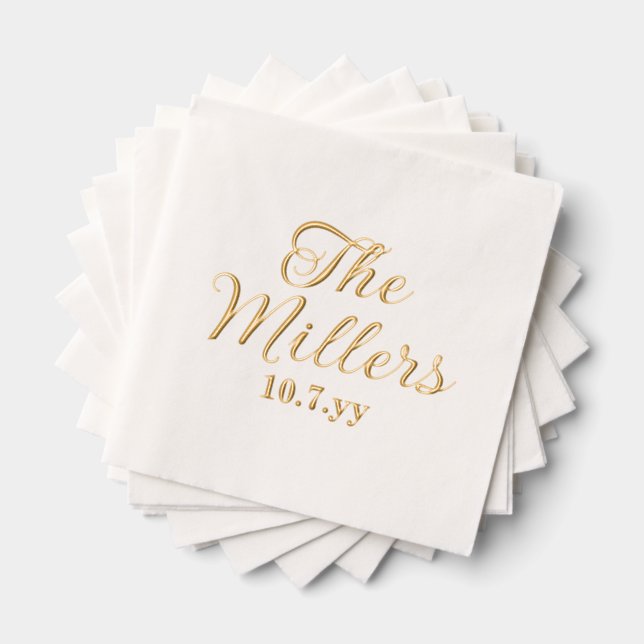 Servilletas Con Brillo Recepción de Boda Personalizada con Apellido (Insitu (apilados))