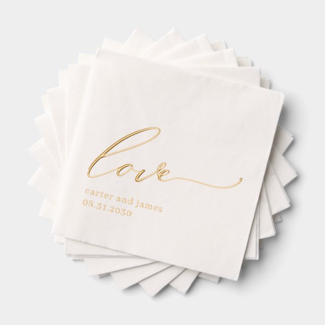 Servilletas Con Brillo Relieve metalizado de amor simple Boda estampado (Insitu (apilados))