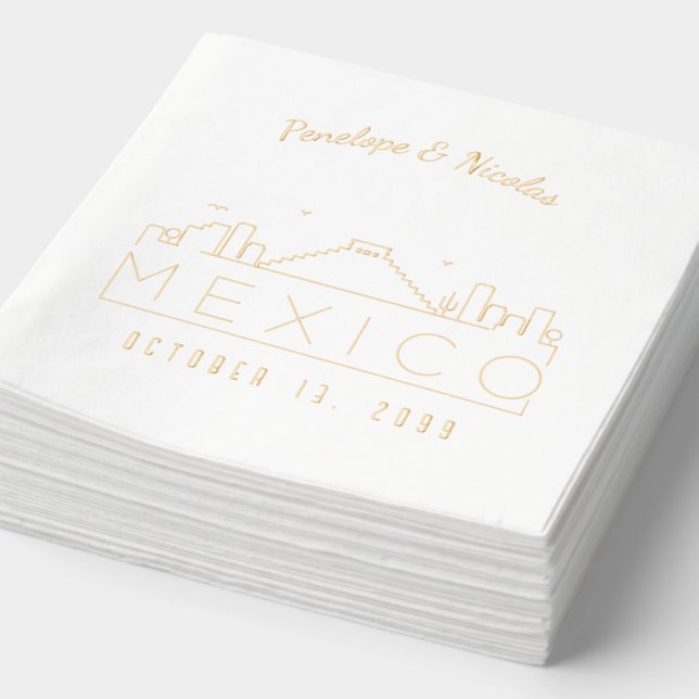 Servilletas Con Brillo Relieve metalizado dorado de Napkins Boda de Méxic (Detalle)