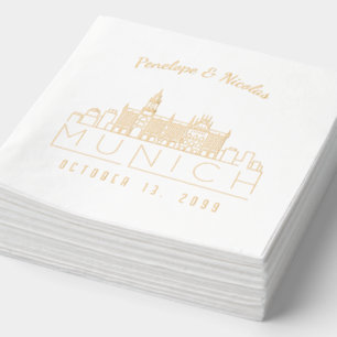 Servilletas Con Brillo Relieve metalizado dorado de Napkins Boda Múnich p