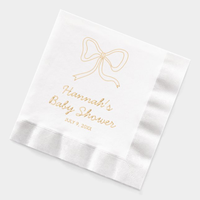 Servilletas Con Brillo Relieve metalizado dorado estampado Baby Shower Bo (Izquierda)