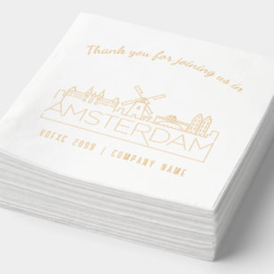 Servilletas Con Brillo Relieve metalizado dorado Personalizado Ámsterdam