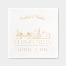 Servilletas Con Brillo Relieve metalizado dorado personalizado Charleston