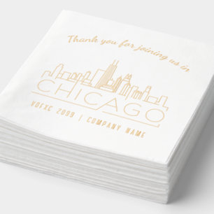Servilletas Con Brillo Relieve metalizado dorado Personalizado Chicago Co