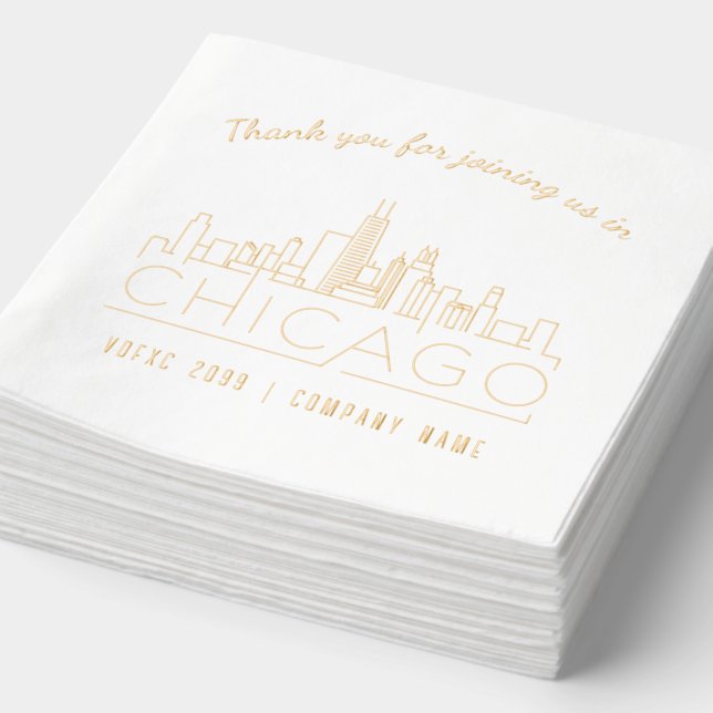 Servilletas Con Brillo Relieve metalizado dorado Personalizado Chicago Co (Detalle)