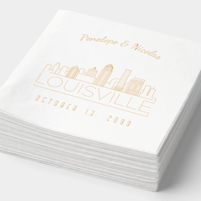 Servilletas Con Brillo Relieve metalizado dorado personalizado Louisville (Detalle)