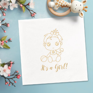 Servilletas Con Brillo Revelación de Chica de Baby Shower