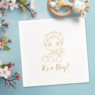 Servilletas Con Brillo Revelación de género de Baby Shower Boy