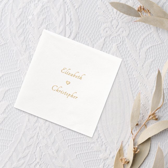 Servilletas Con Brillo Romántica novia Groom Wedding Party Cocktail Gold (Romantic Bride Groom Wedding Party Cocktail Gold Foil Napkins)