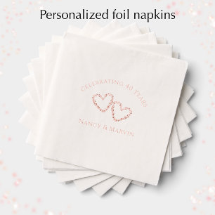 Servilletas Con Brillo Rosa elegante personalizada para el 40º aniversari