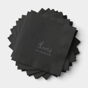 Servilletas Con Brillo Saludos Boda negro con guión de nombre personaliza
