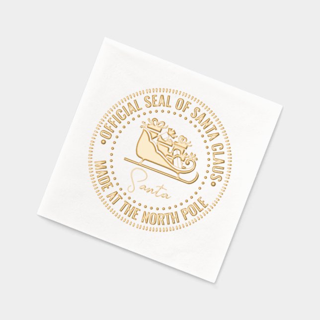 Servilletas Con Brillo Santa Claus Sleigh "Official Seal" hizo polo norte (Izquierda)