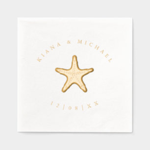 Servilletas Con Brillo Sea Foam Beach Wedding Starfish ID837