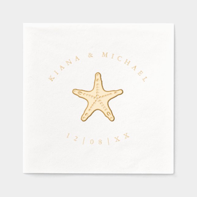 Servilletas Con Brillo Sea Foam Beach Wedding Starfish ID837 (Anverso)