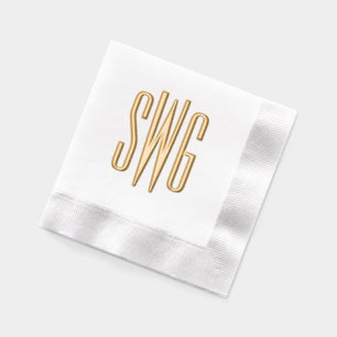 Servilletas Con Brillo Sencilla elegancia 3 Letra inicial monograma #8BSt