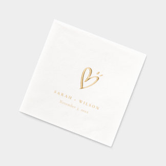 Servilletas Con Brillo Sencilla y elegante Boda personalizada de corazón