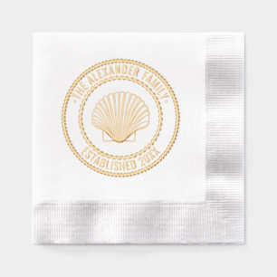 Servilletas Con Brillo Shell de vieira #3 Nombre de familia Fecha marco d