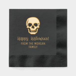 Servilletas Con Brillo Silueta de cráneo gótico Feliz Halloween Nombre