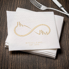 Servilletas Con Brillo Símbolo de infinito de boda Mr. & Mrs. en oro