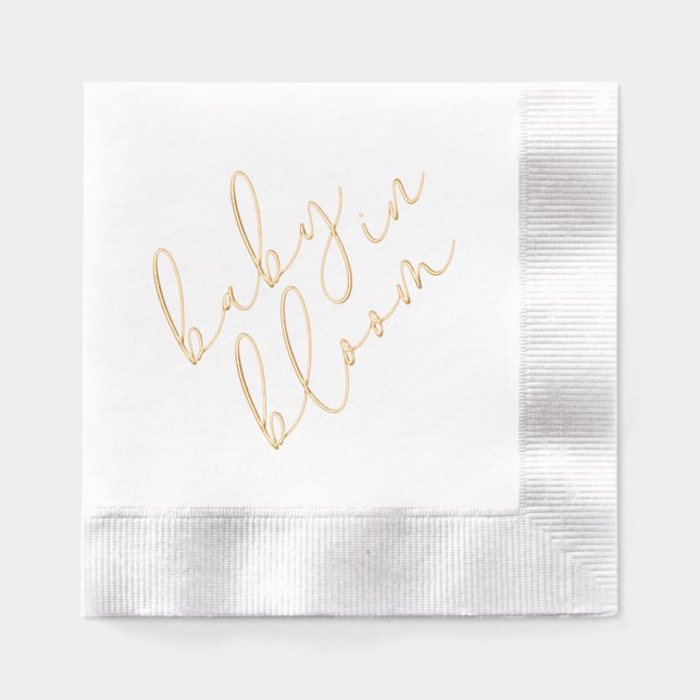 Servilletas Con Brillo Simple Baby in Bloom Shower Script Foil Napkins (Anverso)