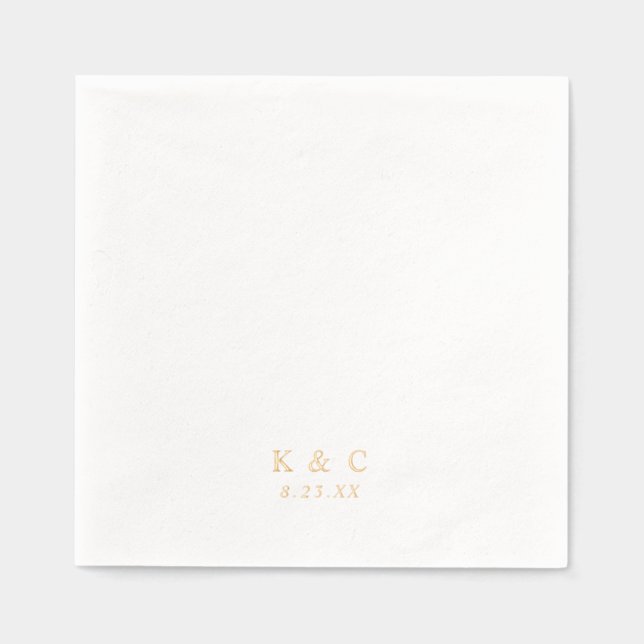 Servilletas Con Brillo Simple Elegant Classy Modern Wedding Gold (Anverso)