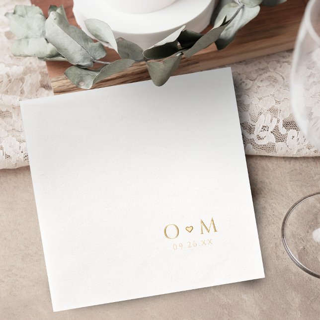 Servilletas Con Brillo Simple Elegant Modern Wedding Monogram (Simple Elegant Modern Wedding Monogram Foil Napkins)